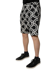 Dolce & Gabbana Black White Linen Bermuda Shorts