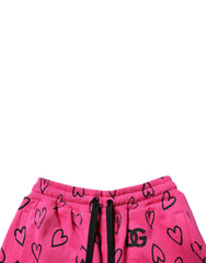 Dolce & Gabbana Pink Cotton Heart Print Bermuda Shorts