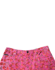 Dolce & Gabbana Pink Cherry Print Cargo Cotton Shorts
