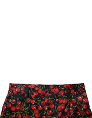 Dolce & Gabbana Black Red Cherry Print Bermuda Cotton Shorts