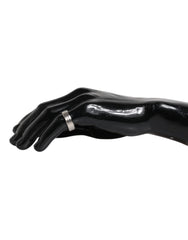 Dolce & Gabbana Silver Tone Brass Clear Crystal DG Logo Ring