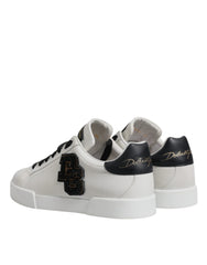 Dolce & Gabbana White Leather DG Logo Low Top Sneakers Shoes