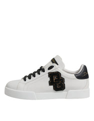 Dolce & Gabbana White Leather DG Logo Low Top Sneakers Shoes