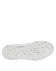Dolce & Gabbana White Leather DG Logo Low Top Sneakers Shoes