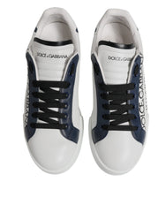 Dolce & Gabbana White Blue Crown Low Top Men Sneakers Shoes
