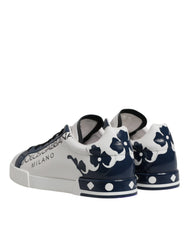 Dolce & Gabbana White Blue Crown Low Top Men Sneakers Shoes