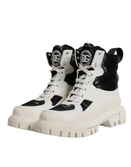 Dolce & Gabbana White Padded Mid Calf Lace Up Boots Shoes