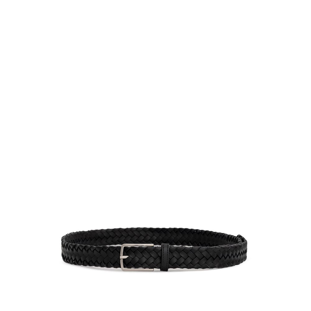 Bottega Veneta Black Leather Regular Belt