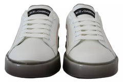 Dolce & Gabbana White Leather Portofino Sneakers Shoes