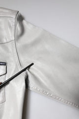 Dolce & Gabbana Metallic Gray Cotton Button Down Shirt