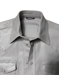 Dolce & Gabbana Metallic Gray Cotton Button Down Shirt