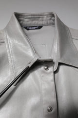 Dolce & Gabbana Metallic Gray Cotton Button Down Shirt