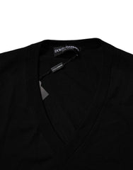 Dolce & Gabbana Black Camouflage V-neck Pullover Sweater