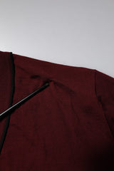 Dolce & Gabbana Maroon Cashmere V-neck Men Pullover Sweater