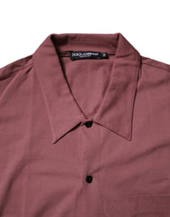 Dolce & Gabbana Dark Pink Button Down Casual Polo Men Shirt