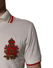Dolce & Gabbana White Cotton Logo Collared Polo Men T-shirt