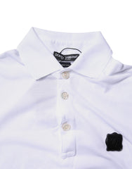 Dolce & Gabbana White Cotton Logo Collared Polo T-shirt