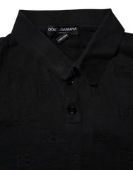 Dolce & Gabbana Black Silk Collared Polo T-shirt