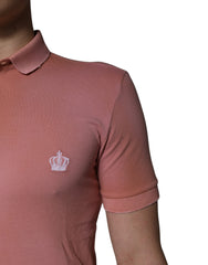Dolce & Gabbana Pink Cotton Crown Collared Polo T-shirt