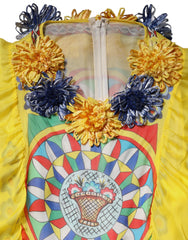 Dolce & Gabbana Multicolour Carretto Print Kaftan Twill Dress
