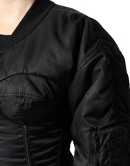 Dolce & Gabbana Black Nylon Full Zip Bustier Corset Jacket