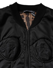 Dolce & Gabbana Black Nylon Full Zip Bustier Corset Jacket