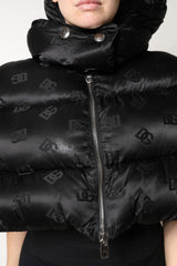 Dolce & Gabbana Black Padded Puffer Hooded Full Zip Cropped Jacket