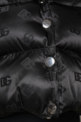 Dolce & Gabbana Black Padded Puffer Hooded Full Zip Cropped Jacket