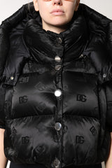 Dolce & Gabbana Black Padded Puffer Hooded Full Zip Cropped Jacket