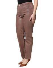 Dolce & Gabbana Brown Cotton High Waist Tapered Denim Jeans