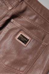 Dolce & Gabbana Brown Cotton High Waist Tapered Denim Jeans