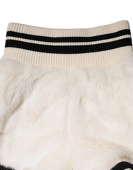 Dolce & Gabbana White Faux Fur High Waisted Hot Pants Short