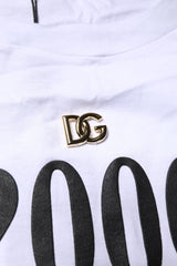 Dolce & Gabbana White Print Lace-Up Cotton Crew Neck T-shirt