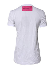 Dolce & Gabbana White Cotton Logo Print Round Neck T-shirt