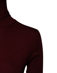 Dolce & Gabbana Burgundy Long Sleeves Turtleneck Slim Sweater