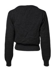 Dolce & Gabbana Grey Cashmere Deep V-neck Pullover Sweater