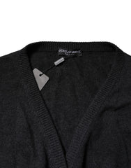 Dolce & Gabbana Grey Cashmere Deep V-neck Pullover Sweater