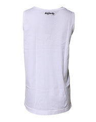 Dolce & Gabbana White Cotton Anchor Chain Embroidery Tank Top