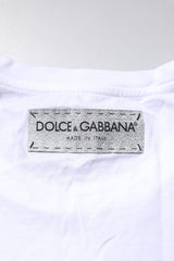 Dolce & Gabbana White Cotton Printed Round Neck Top T-shirt