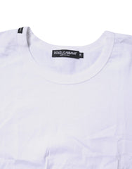 Dolce & Gabbana White Cotton Crew Neck Cropped Top T-shirt