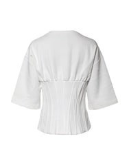 Dolce & Gabbana White Cotton Blend 3/4 Sleeves Blouse Top