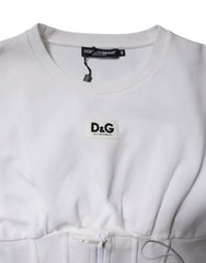 Dolce & Gabbana White Cotton Blend 3/4 Sleeves Blouse Top