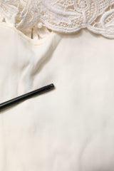 Dolce & Gabbana Cream Floral Lace Long Sleeves Blouse Top