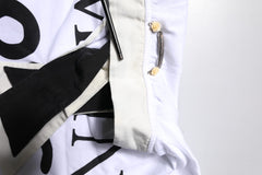 Dolce & Gabbana White Cotton Silk Blend Ascot Collar T-shirt