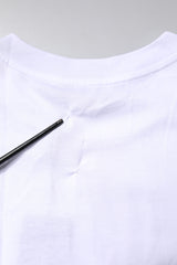 Dolce & Gabbana White Printed Round Neck Top Cotton T-shirt