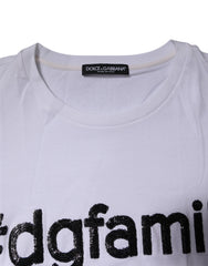 Dolce & Gabbana White #DGFAMILY Embroidery Cotton T-shirt