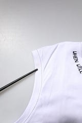 Dolce & Gabbana White Cotton Sleeveless Printed Tank T-shirt