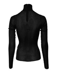 Dolce & Gabbana Black Knit Long Sleeves Turtleneck Slim Top
