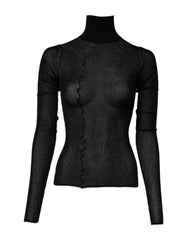 Dolce & Gabbana Black Knit Long Sleeves Turtleneck Slim Top
