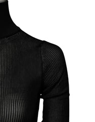 Dolce & Gabbana Black Knit Long Sleeves Turtleneck Slim Top